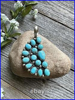 Navajo Sterling Silver Turquoise Cluster Pendant. B Lee