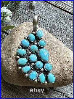 Navajo Sterling Silver Turquoise Cluster Pendant. B Lee