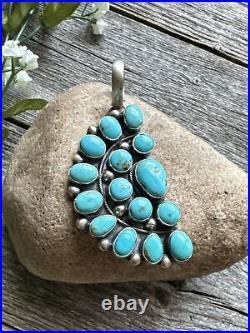 Navajo Sterling Silver Turquoise Cluster Pendant. B Lee