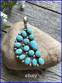 Navajo Sterling Silver Turquoise Cluster Pendant. B Lee