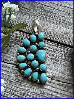 Navajo Sterling Silver Turquoise Cluster Pendant. B Lee