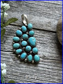 Navajo Sterling Silver Turquoise Cluster Pendant. B Lee