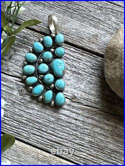 Navajo Sterling Silver Turquoise Cluster Pendant. B Lee