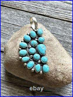 Navajo Sterling Silver Turquoise Cluster Pendant. B Lee