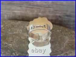 Navajo Sterling Silver Turquoise & Coral Adjustable Ring Size 9 to 11 by Clev