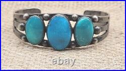 Navajo Sterling Silver & Turquoise Cuff Bracelet 27G Vintage Native American