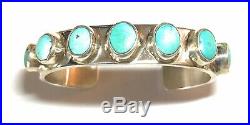 Navajo Sterling Silver Turquoise Cuff Bracelet By Chimney Butte Signed