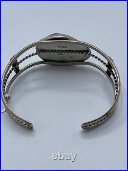 Navajo Sterling Silver Turquoise Cuff Bracelet Hand Made By Ted Secatero NEW