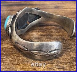 Navajo Sterling Silver Turquoise Cuff Signed Sheila Tso Vintage Heavy 52g