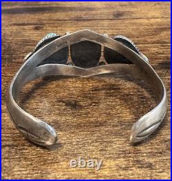 Navajo Sterling Silver Turquoise Cuff Signed Sheila Tso Vintage Heavy 52g