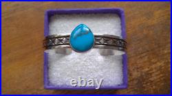 Navajo Sterling Silver Turquoise Cuff by Rick Enriquez 23 Grams