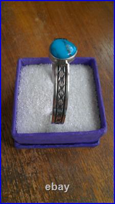 Navajo Sterling Silver Turquoise Cuff by Rick Enriquez 23 Grams