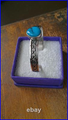 Navajo Sterling Silver Turquoise Cuff by Rick Enriquez 23 Grams