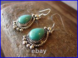 Navajo Sterling Silver Turquoise Dangle Earrings Signed Johnson