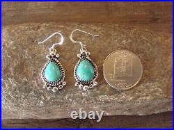 Navajo Sterling Silver Turquoise Dangle Earrings Signed Johnson