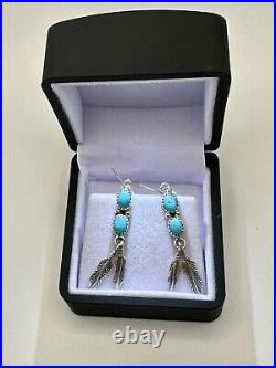 Navajo Sterling Silver Turquoise Dangling Earring's By Annie Spencer