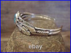 Navajo Sterling Silver & Turquoise Feather Bracelet Signed Begay