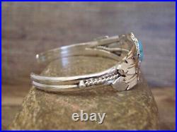 Navajo Sterling Silver & Turquoise Feather Bracelet Signed Begay