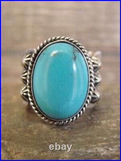 Navajo Sterling Silver & Turquoise Feather Ring Signed Betone Size 5.5
