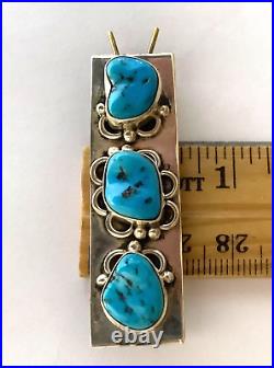 Navajo Sterling Silver Turquoise Hair Barrette CLIP