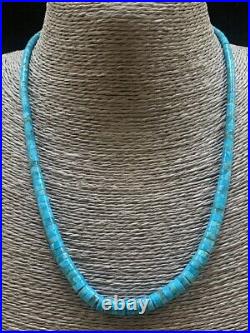 Navajo Sterling Silver Turquoise Heishi Bead Necklace
