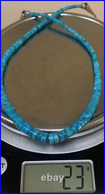 Navajo Sterling Silver Turquoise Heishi Bead Necklace