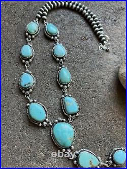Navajo Sterling Silver Turquoise Lariat Necklace. KY