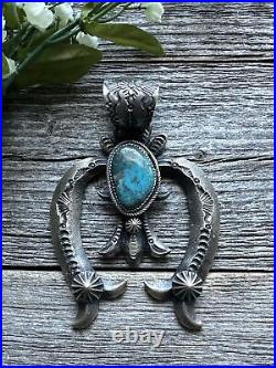 Navajo Sterling Silver Turquoise Naja Pendant. KB Billah