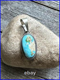 Navajo Sterling Silver Turquoise Pendant. B Lee