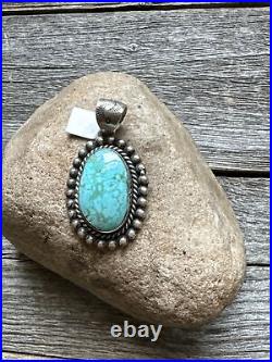 Navajo Sterling Silver Turquoise Pendant. Elouise Richards