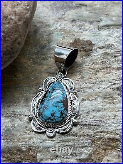 Navajo Sterling Silver Turquoise Pendant. Linkin