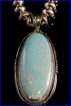 Navajo Sterling Silver & Turquoise Pendant Signed By Artist Herman Vandever