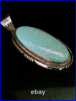 Navajo Sterling Silver & Turquoise Pendant Signed By Artist Herman Vandever