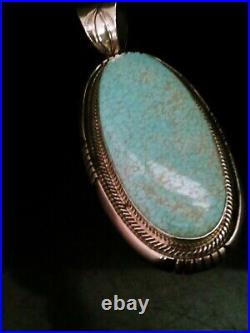 Navajo Sterling Silver & Turquoise Pendant Signed By Artist Herman Vandever