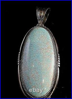 Navajo Sterling Silver & Turquoise Pendant Signed By Artist Herman Vandever