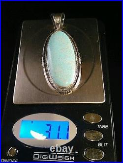 Navajo Sterling Silver & Turquoise Pendant Signed By Artist Herman Vandever