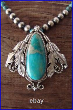 Navajo Sterling Silver Turquoise Pendant and Desert Pearl Necklace