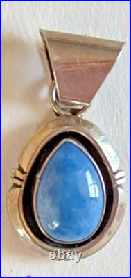 Navajo Sterling Silver Turquoise Pendant for Necklace Signed Derrick Gordan