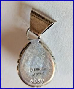 Navajo Sterling Silver Turquoise Pendant for Necklace Signed Derrick Gordan