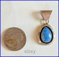 Navajo Sterling Silver Turquoise Pendant for Necklace Signed Derrick Gordan