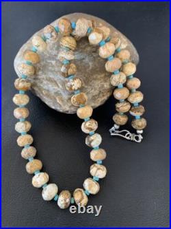 Navajo Sterling Silver Turquoise Picture Jasper Necklace Set 19 1495