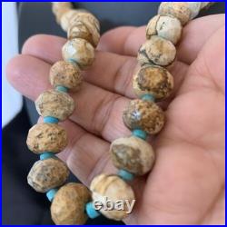 Navajo Sterling Silver Turquoise Picture Jasper Necklace Set 19 1495