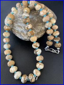 Navajo Sterling Silver Turquoise Picture Jasper Necklace Set 19 1495