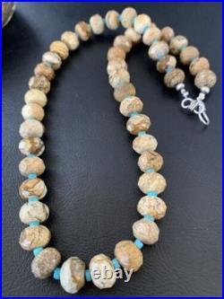Navajo Sterling Silver Turquoise Picture Jasper Necklace Set 19 1495