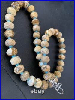 Navajo Sterling Silver Turquoise Picture Jasper Necklace Set 19 1495