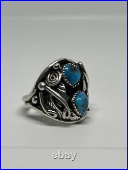 Navajo Sterling Silver Turquoise Ring Size 9.5 Native American By Lorena Brown