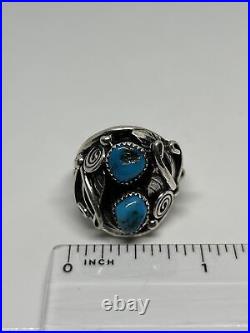 Navajo Sterling Silver Turquoise Ring Size 9.5 Native American By Lorena Brown