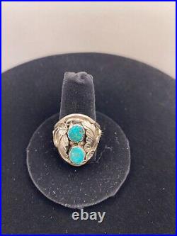 Navajo Sterling Silver Turquoise Ring by Michael Rogers, size 11