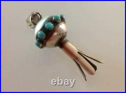 Navajo Sterling Silver Turquoise Squash Blossom Pendant Signed Monica Smith