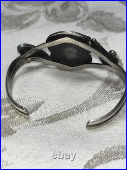 Navajo Sterling Silver Turquoise Stamped Cuff Bracelet 23.5g Navajo Sterling Silver Turquoise Stamped Cuff Bracelet 23.5g
